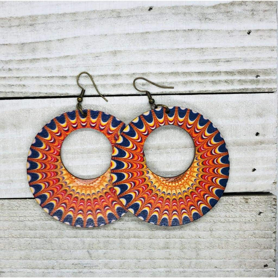 Orange Circle Burst Boho Earrings - All Things Jaz-ze