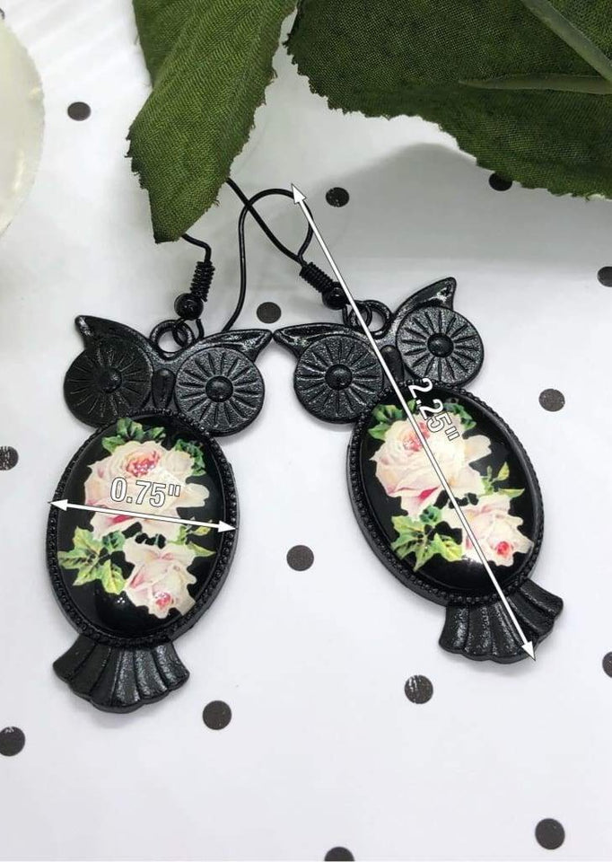 Rose Eyes Vintage Owl Earrings - All Things Jaz-ze